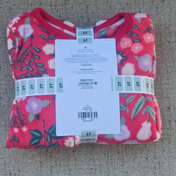 Carters 2 Pack Fleece Sleep Wear I Peice Sleepwear Pink Size 2T NWT - Picture 11 of 11
